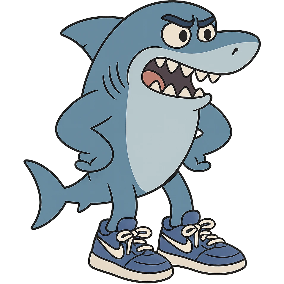 blue shark with blue Nike tennis shoes emoji