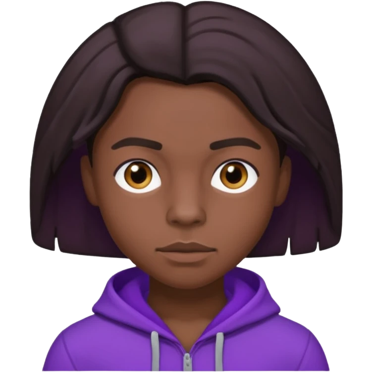Quincy Brown with dark brown hair, purple outfit emoji