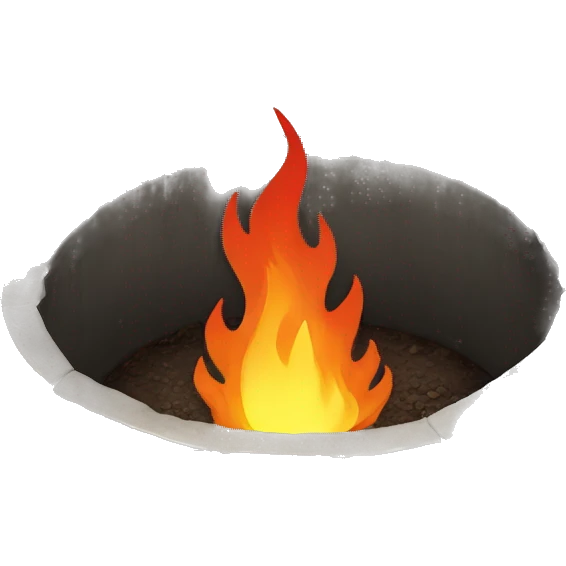 circular metal pit full of fire in the ground emoji