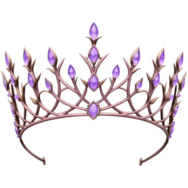 Elvish thorny fae pastel purple Tiara-crown with lilac flowers and amethyst crystals adorning it  emoji