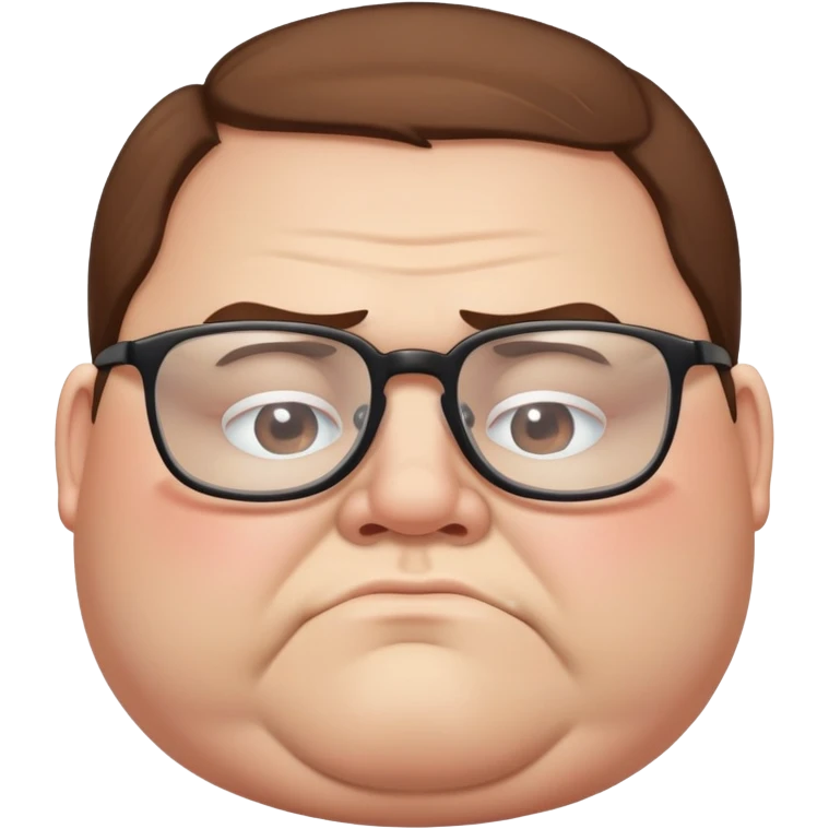 Obese white man with brown hair, bad acne, glasses  emoji
