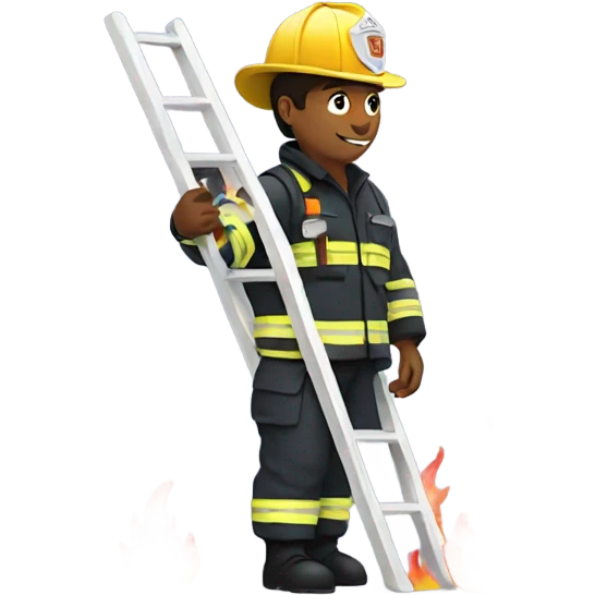 Fire fighter with a ladder getting a cat emoji