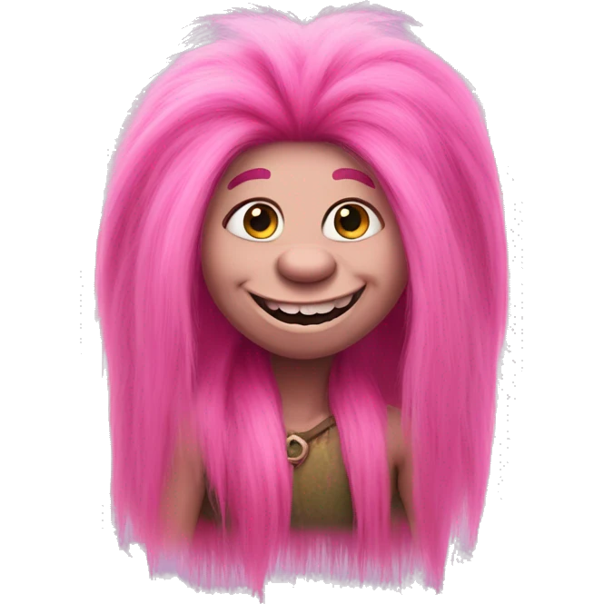 Pink long haired troll like Poppy from Dreamworks Trolls emoji