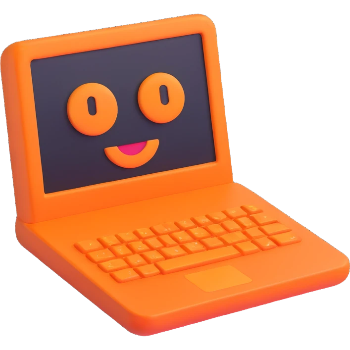 orange computer, 3d emoji style emoji