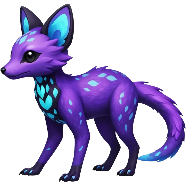 Rare realistic purple indigo violet nebulae shiny sparkly dark-neon glowing bioluminescent edgy badass epic pretty beautiful handsome gorgeous aesthetic colorful vibrant Vernid-Trico-species-Fakemon-creature by LiLaiRa, 4 legs, 1 tail, random markings, (full body) emoji