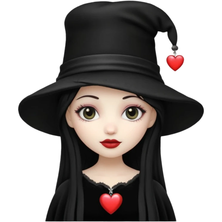 heart with gothic black velvet hat emoji
