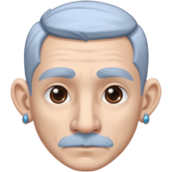 white-gray haired heavy blue tattooed big head accessory big nose mid size ear young emoji
