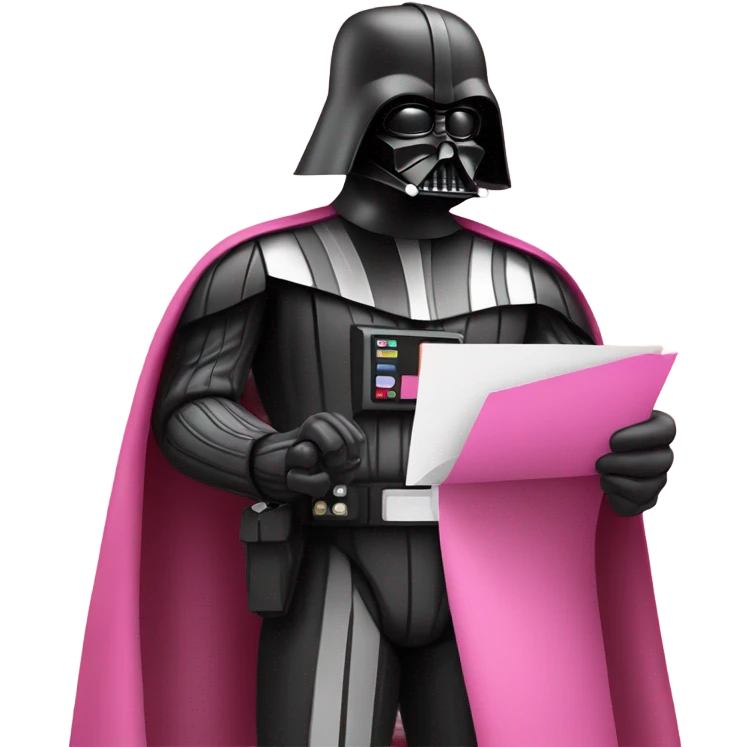 darth vader in pink suit holding email envelope with one hand  emoji