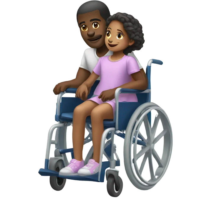 Black man pushing girl in wheelchair  emoji