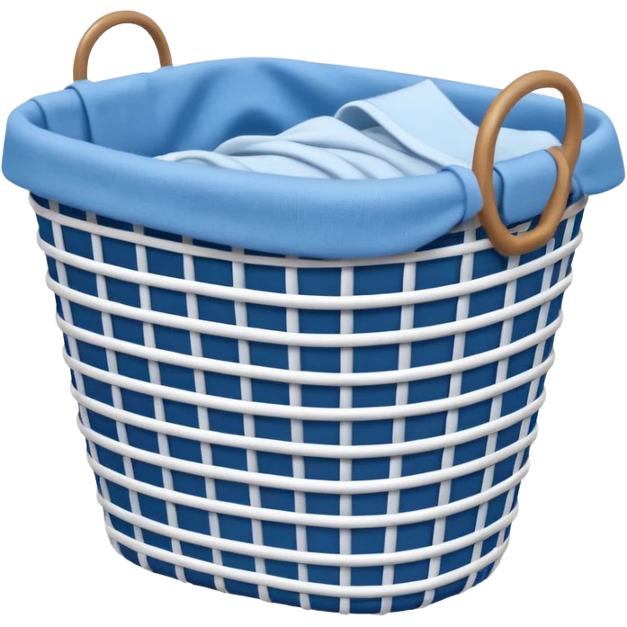 white LAUNDRY BASKET WITH FOLDED blue CLOTHES emoji