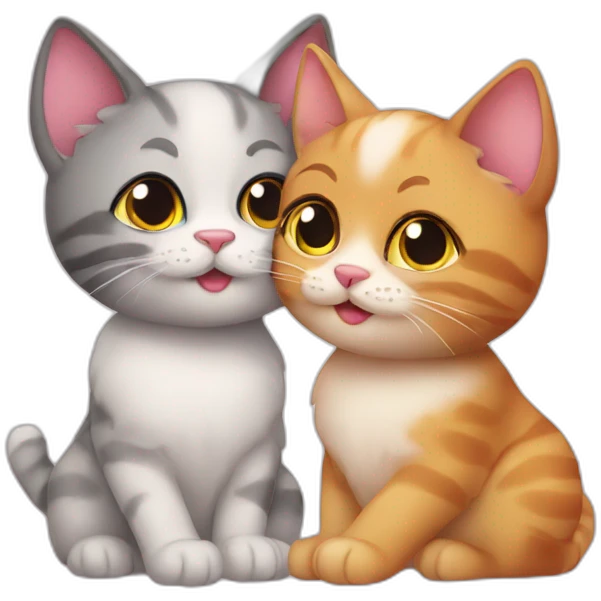 Two cute cats in love  emoji