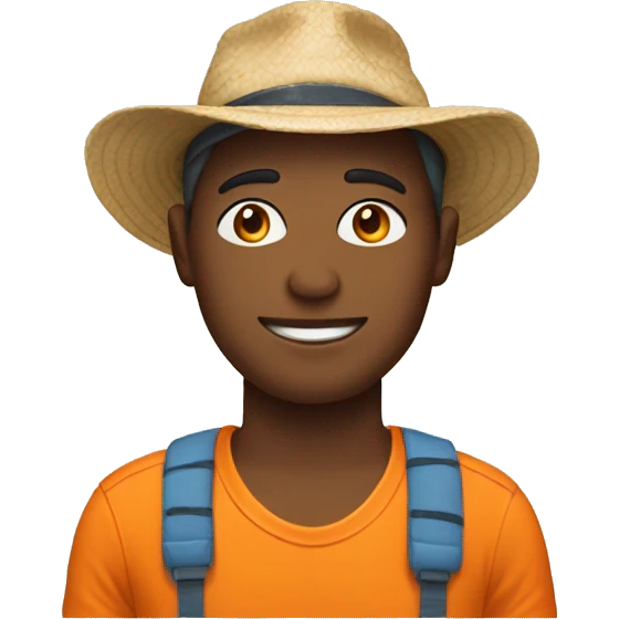 One Person with orange T-shirt and beach hat  emoji