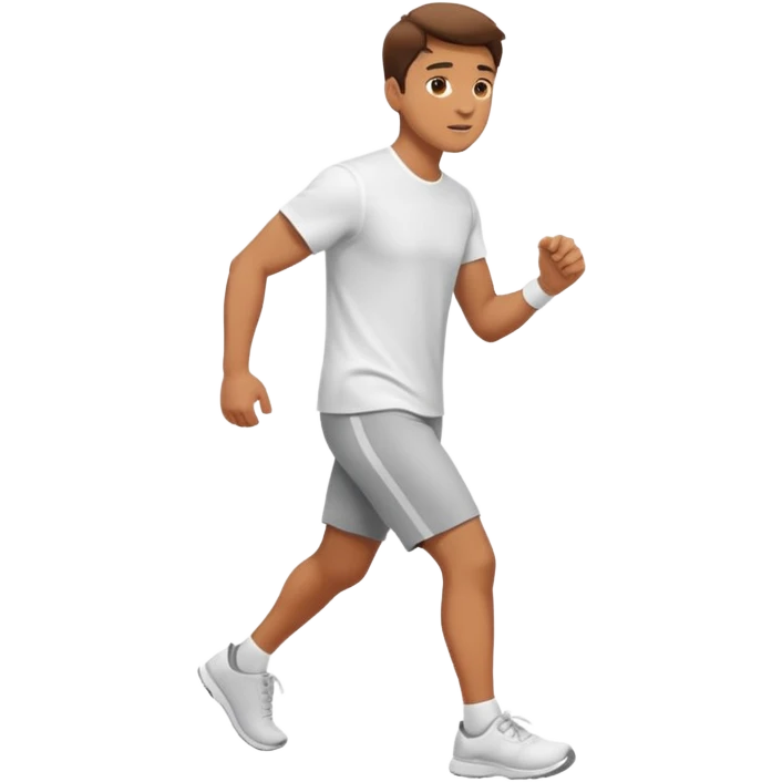 hombre caminando haciendo ejercicios con camisa emoji