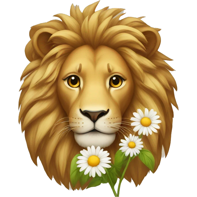A lion with a daisy emoji