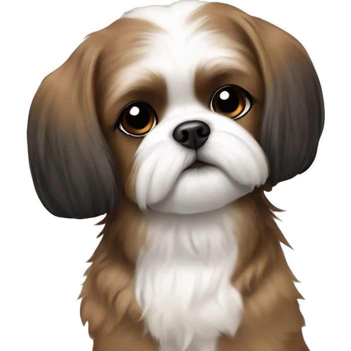 brown girl with black and white maltese shihtzu  emoji