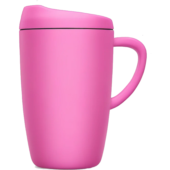 Pink tumbler with handle emoji