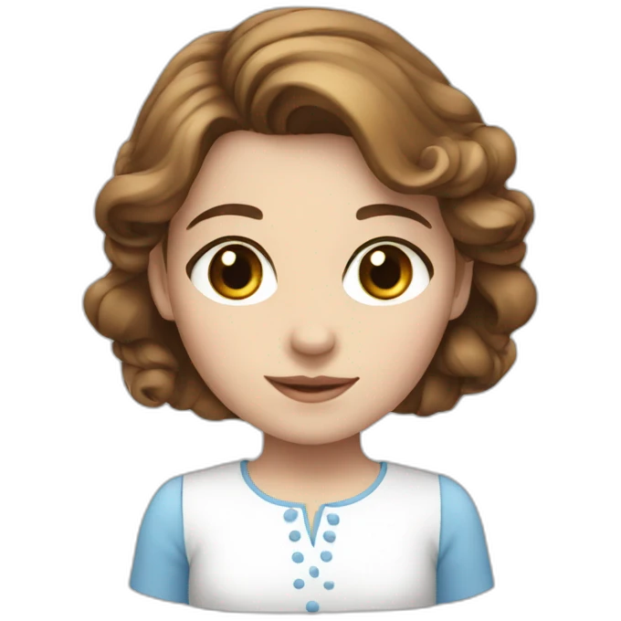 Girl with brown hair blue eyes in white dress emoji
