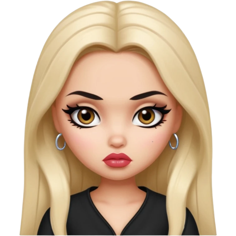 bratz baddie, russian features, beauty, pretty eyes, black eyeliner, pretty bratz baddie emoji
