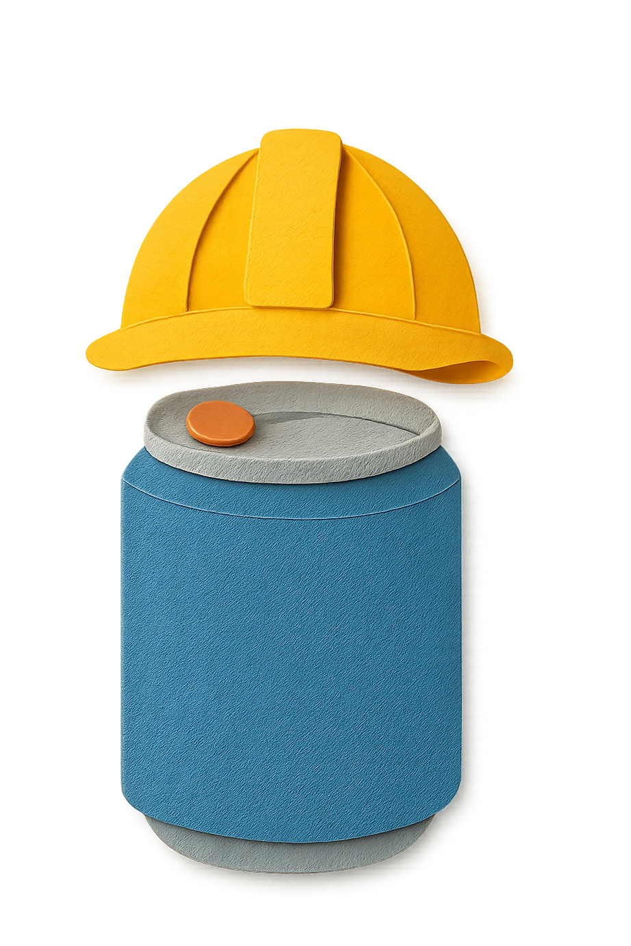 a can with a construction hat, paper craft style emoji