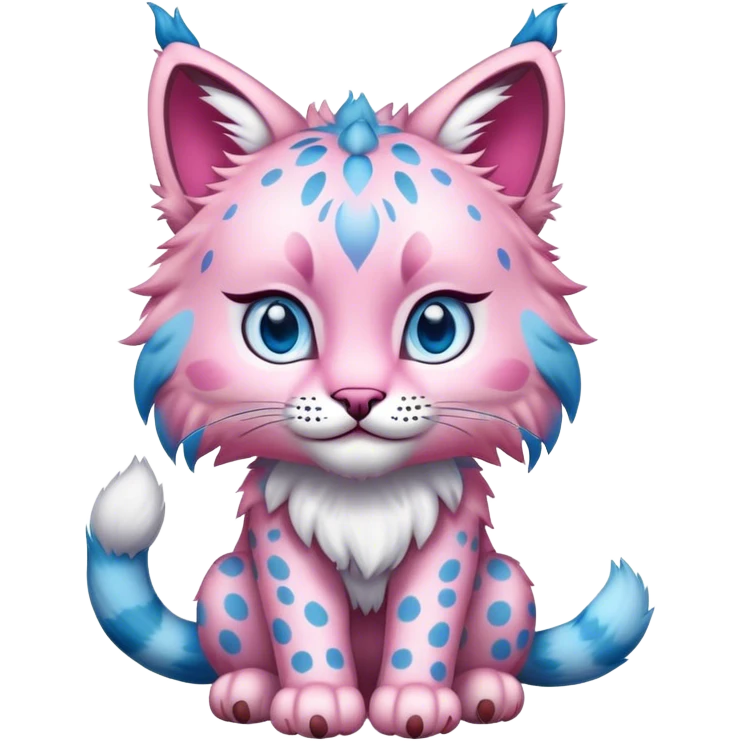 A pink lynx with blue eyes, full body emoji