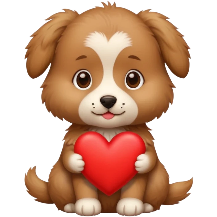 puppy holding a heart emoji