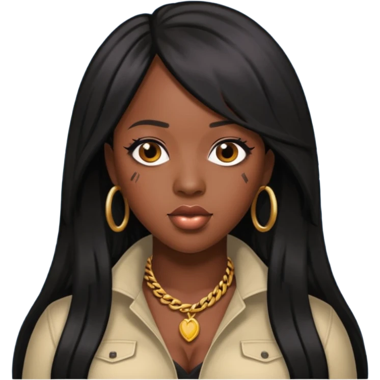 Remy Ma with black long hair emoji
