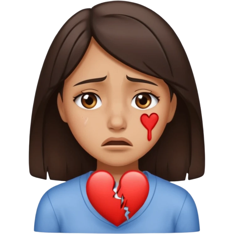 Beautiful brunette crying broken heart emoji