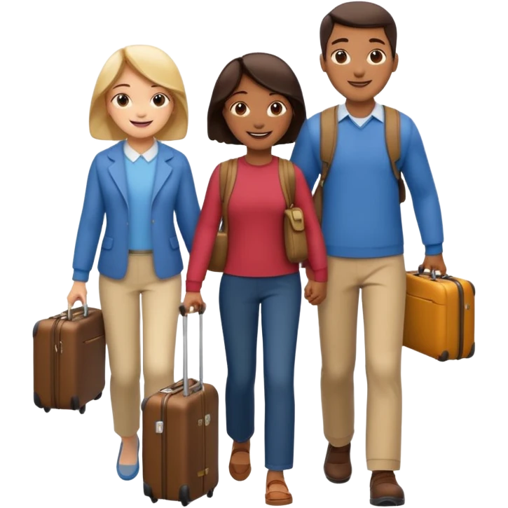 familia con maleta caminando emoji