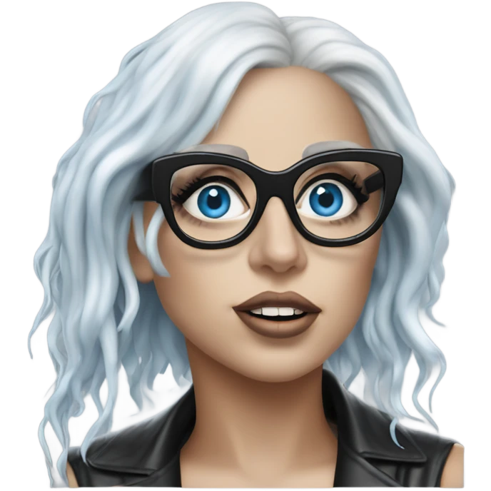 Hyper Realistic lady gaga rain on me blue eyes black glasses  emoji