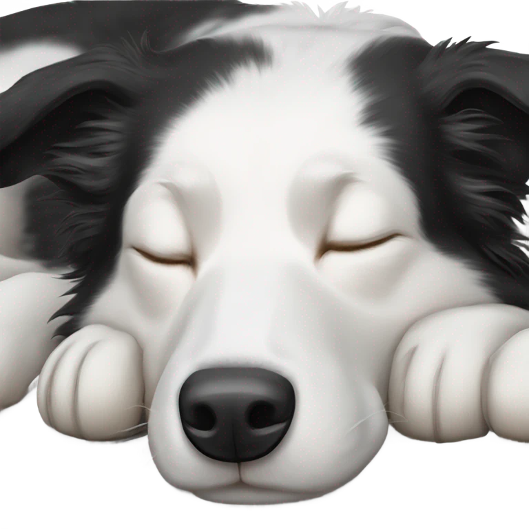 Sleeping black and white border collie emoji