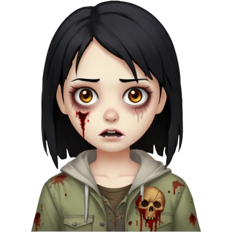 zombie girl with straight hair and brown eyes emoji
