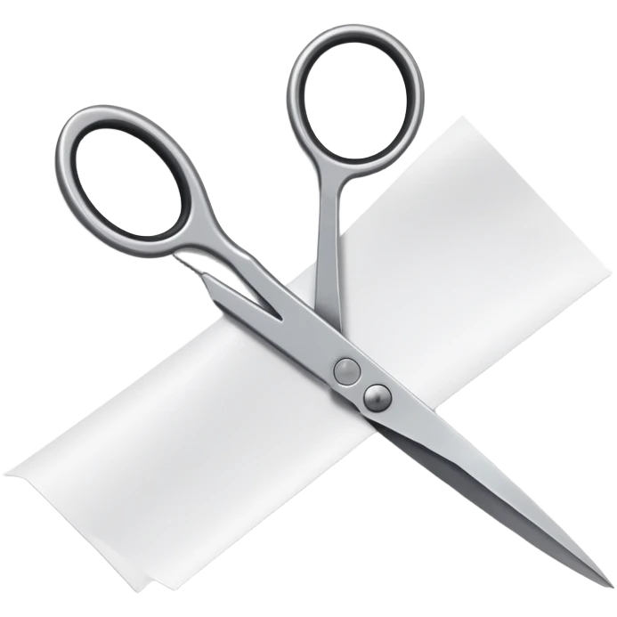 side view of scissors cutting paper emoji