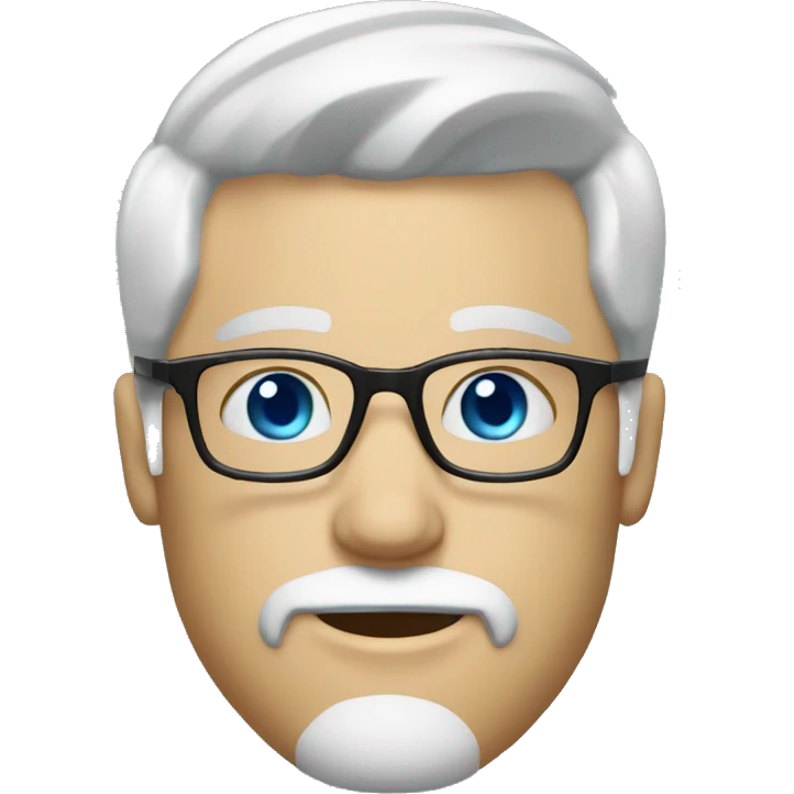 White man salt and pepper hair combed right blue eyes blue glasses beard stubble emoji