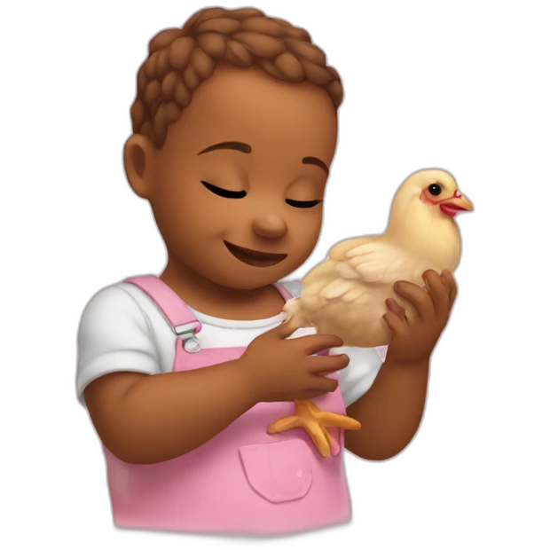 baby picking up chicken neck emoji