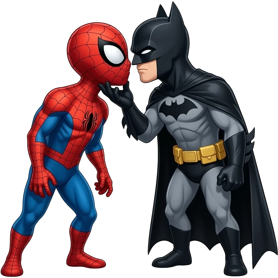 Spider man kiss kiss creepy, batman drulling emoji