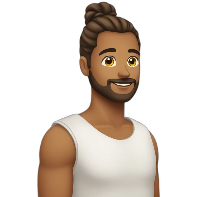 Beard brown man bun emoji