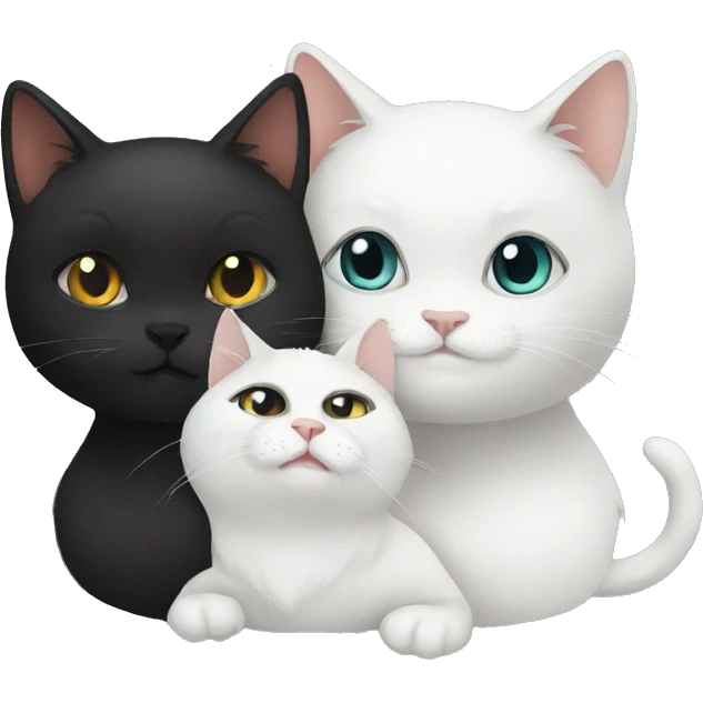 White Cat and black cat love emoji