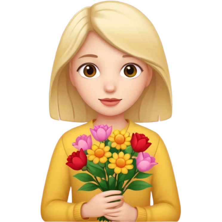 дівчинка з квітами emoji