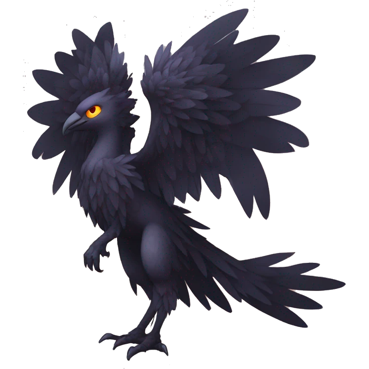 Fantasy legendary godly dark bird shadow-type-Phoenix Fakemon full body emoji
