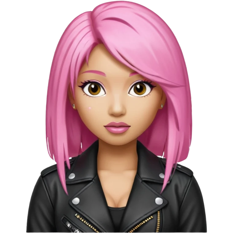 Nicki Minaj pink hair wear leather jacket emoji