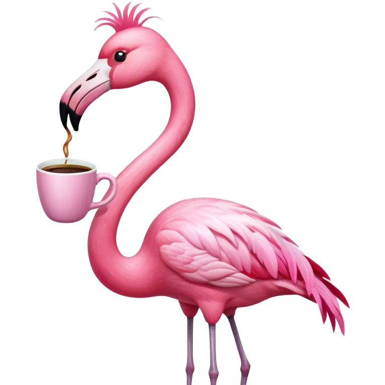 Flamingo drinks coffee  emoji
