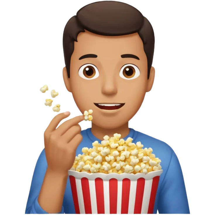 Make a guy eating popcorn in a dramatic conversion emoji