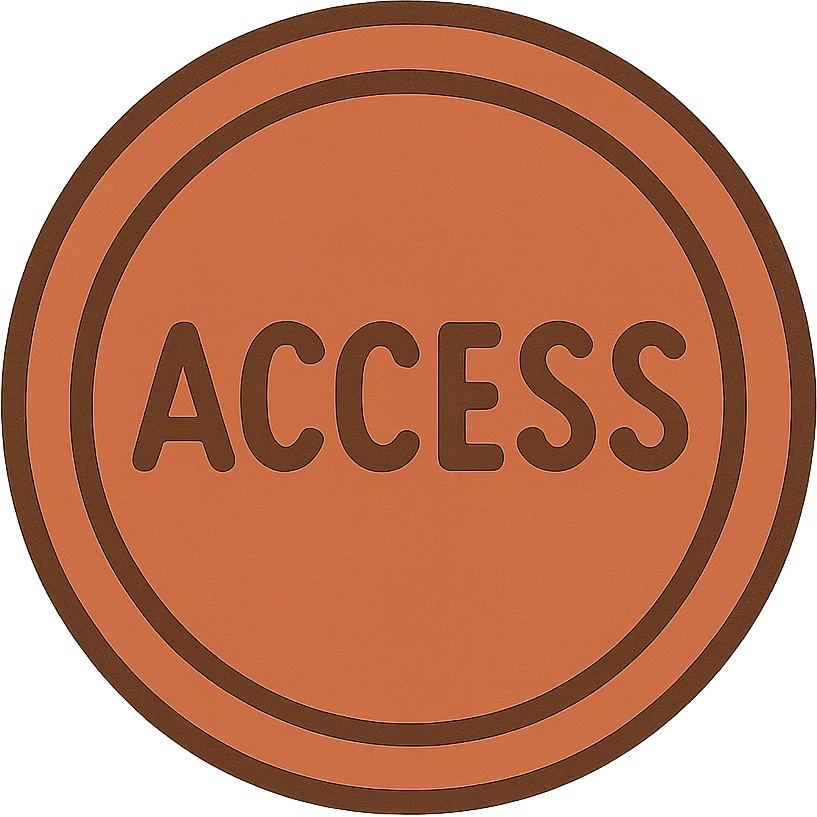 Remove the white background and make it transparent, keep the red circular stamp print with the word 'Access' unchanged, preserving the red color and stamp details. emoji