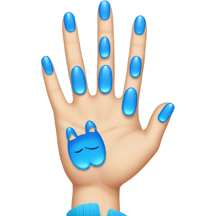 pretty blue acrylic nails 5 fingers emoji