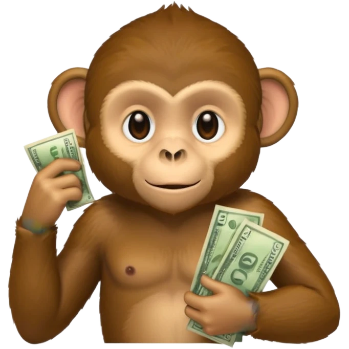 monkey holding money on sholdure emoji