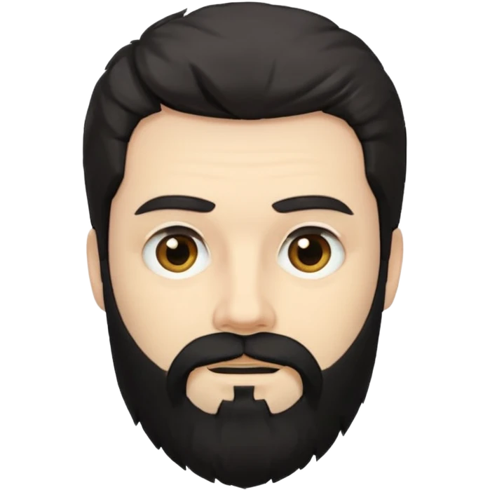 Hombre blanco con barba negra despeinado emoji