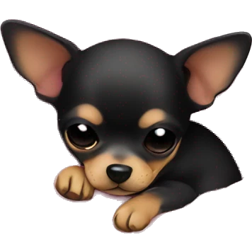 black & tan chihuahua puppy sleeping with a pink blanket  emoji