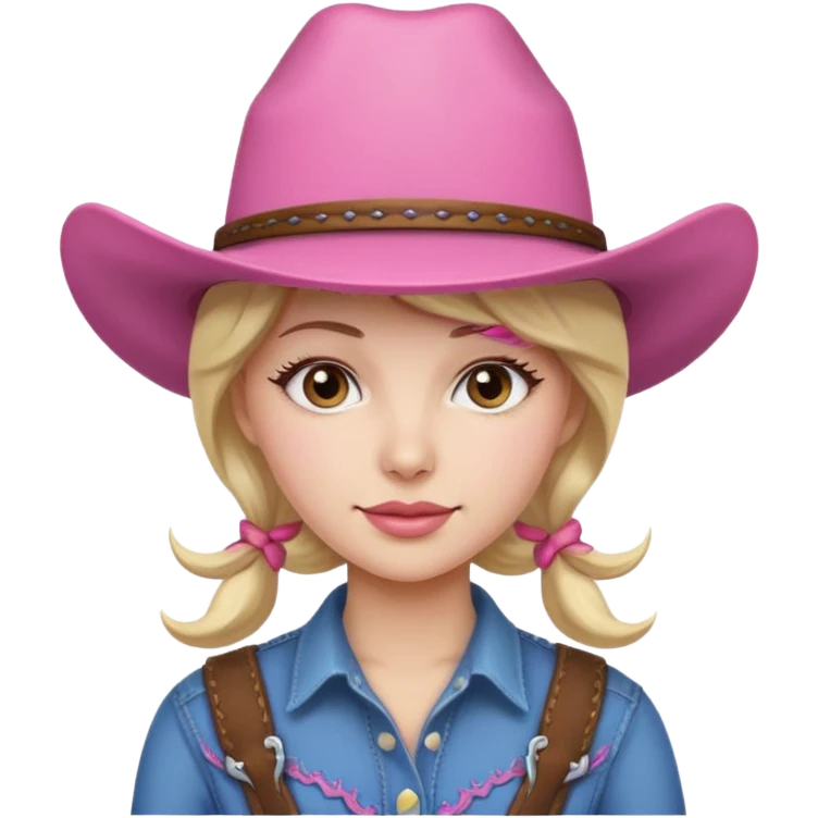 Cowgirl emoji with pink hat emoji