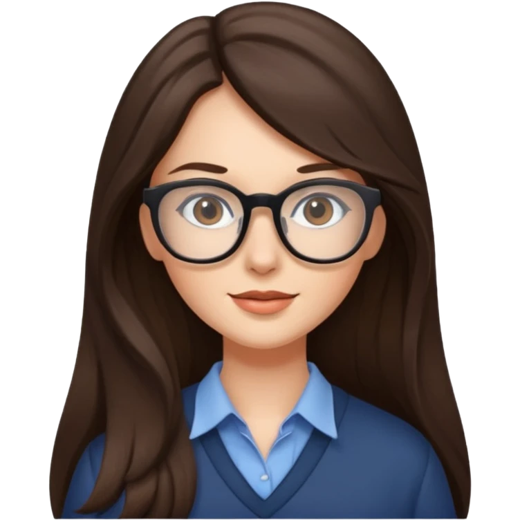 Pretty brunette long haired woman with glasses emoji