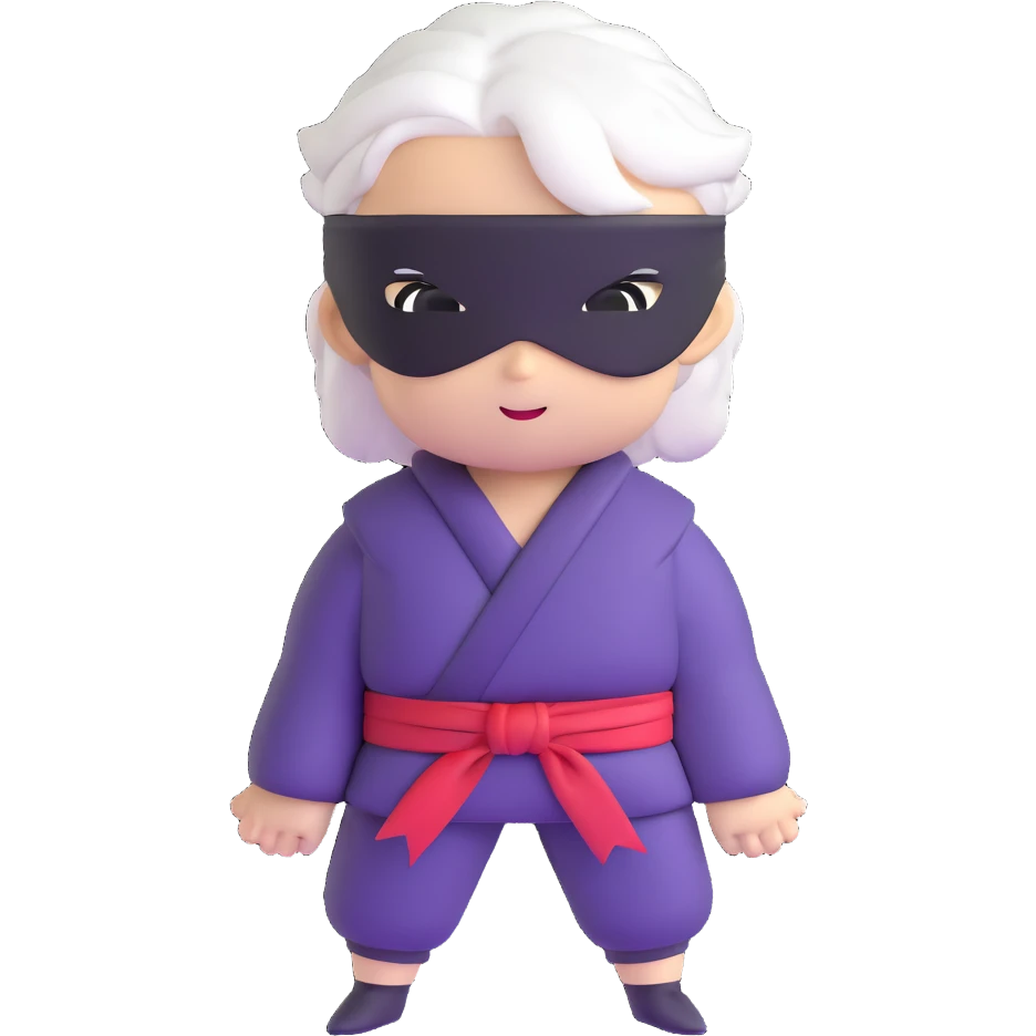 Satoru Gojo from Jujutsu Kaisen, white hair, blindfold, confident smirk, chibi face proportions, energetic expression emoji